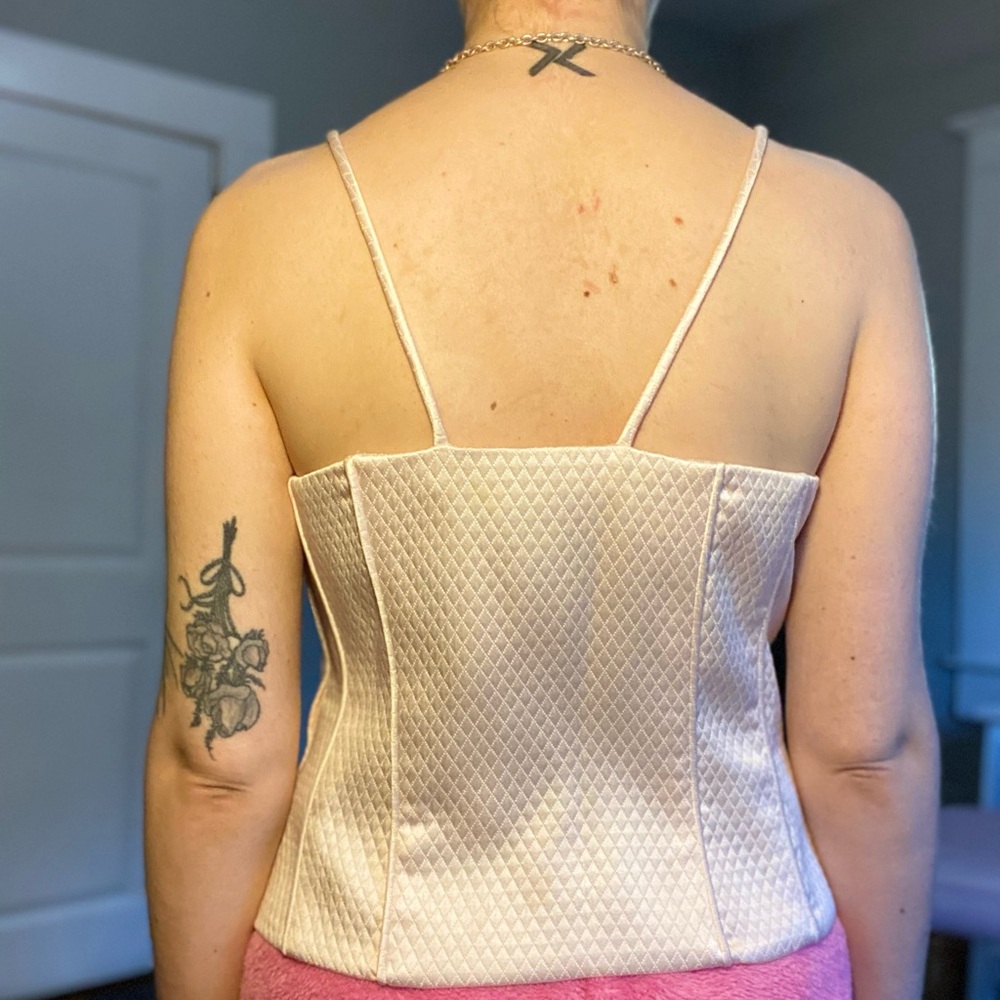 Vintage Elegant Cream Satin Camisole Top - Picture 4 of 5